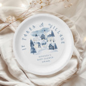 Assiettes En Carton It takes a Village Winter Night Snow Baby Shower