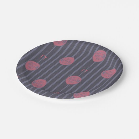 Assiettes En Carton IT - Vous flotterez trop Motif à rayures (Angle)