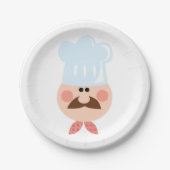Assiettes En Carton Italian Chef Face with Mustache and Hat (Devant)
