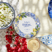 Assiettes En Carton Italian Mosaic Blue Tile Lemons Bridal Shower