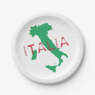 Assiettes En Carton Italie carte art avec le nom Italia