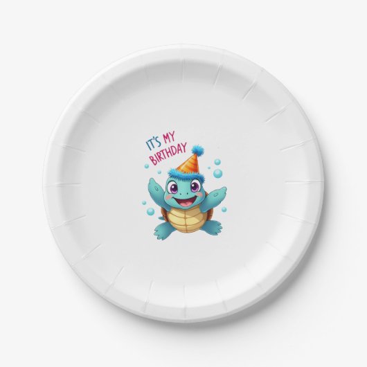 Assiettes En Carton It's My Birthday Cute Sea Turtle Ocean Birthday Pa (Devant)