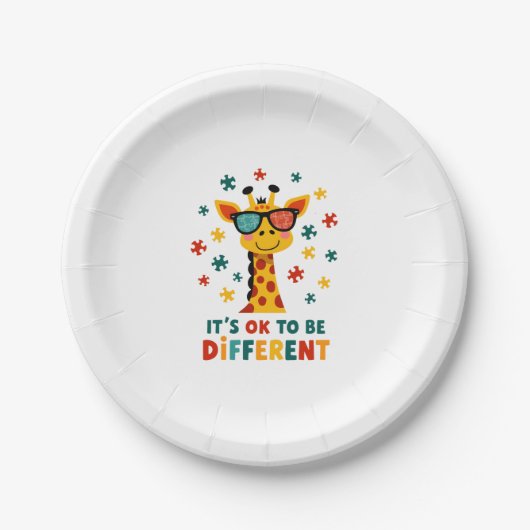Assiettes En Carton It's Ok To Be Different Giraffe Autism Awareness B (Devant)