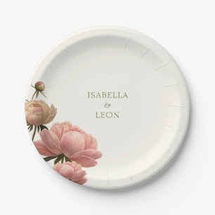 Assiettes En Carton Ivoire   Mariage Rose Vintage tendance
