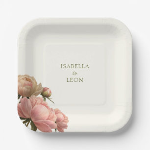 Assiettes En Carton Ivoire   Mariage Rose Vintage tendance