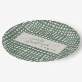 Assiettes En Carton Ivory and sage green checkered Christmas (Angle)
