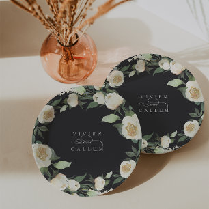Assiettes En Carton Ivory Bloom   Mariage fleuri personnalisé