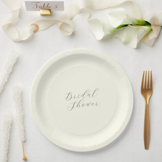 Assiettes En Carton Ivory Color Simple Bridal Shower (Mariage)