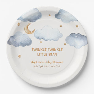 Assiettes En Carton Ivory Moon Stars Twinkle Boy Baby shower