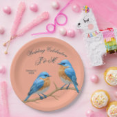 Assiettes En Carton Ivory Pastel Lovebirds Romantique Bluebirds Mariag (Fête)