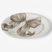 Assiettes En Carton Ivory Striped Bow Baby Shower  (Angle)