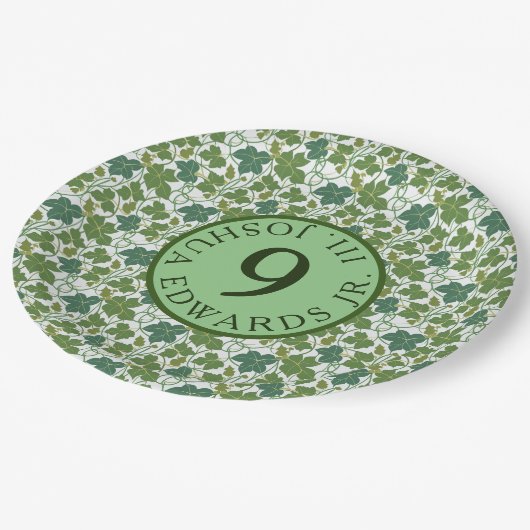 Assiettes En Carton Ivy vert (Angle)