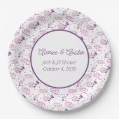 Assiettes En Carton Jack et douche Jill Floral violet (Devant)