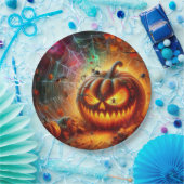 Assiettes En Carton Jack-o-lanterne déplaisant et araignées (Fête)