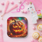 Assiettes En Carton Jack-o-lanterne déplaisant et araignées (Fête)
