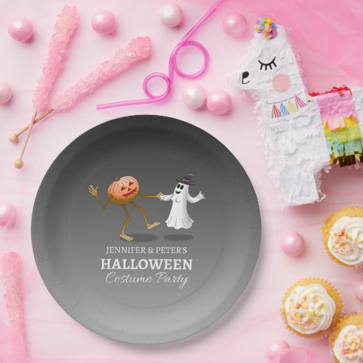 Assiettes En Carton Jack O'lantern dancing with the ghost (Fête)