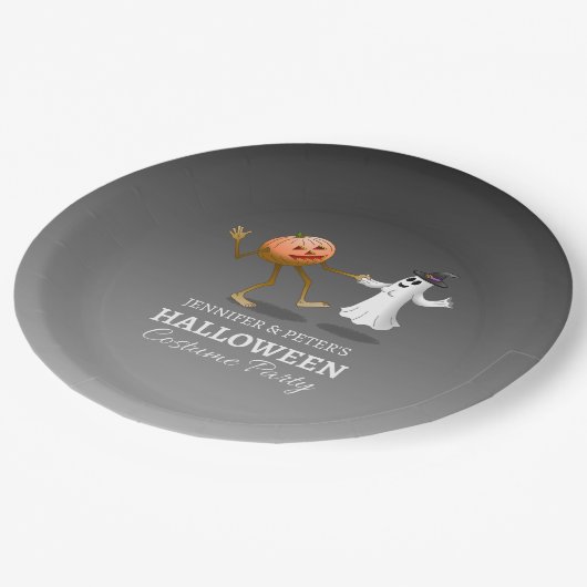 Assiettes En Carton Jack O'lantern dancing with the ghost (Angle)