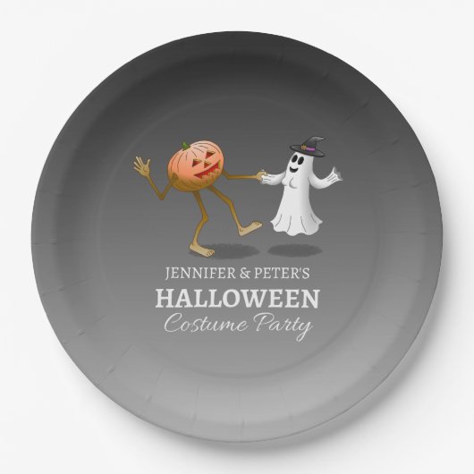 Assiettes En Carton Jack O'lantern dancing with the ghost (Devant)