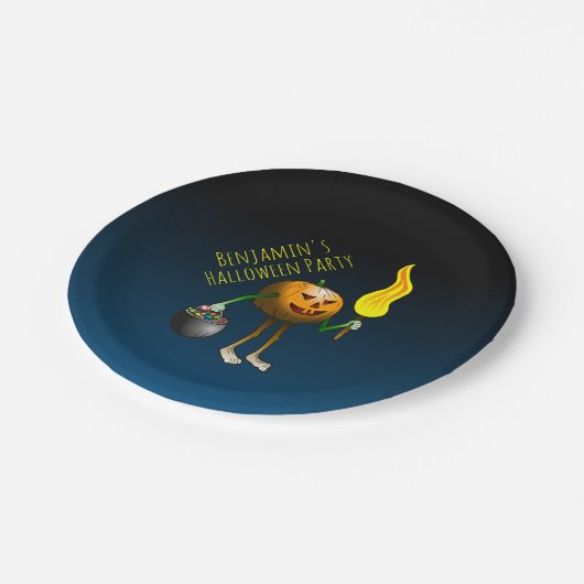 Assiettes En Carton Jack O'lantern dehors pour tromper ou traiter (Angle)