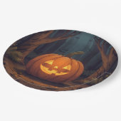 Assiettes En Carton Jack O'Lanterne Jaillissant Dans La Forêt (Angle)
