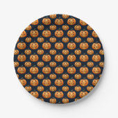 Assiettes En Carton Jack o'Lanterns sur l'Halloween noir (Devant)