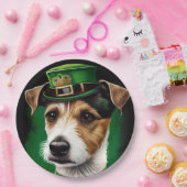 Assiettes En Carton Jack Russell Chien en robe de fête St. Patrick (Fête)