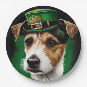 Assiettes En Carton Jack Russell Chien en robe de fête St. Patrick (Devant)