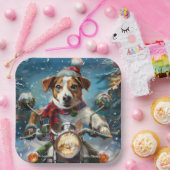 Assiettes En Carton Jack Russell Chien équitation Moto Noël (Fête)