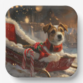 Assiettes En Carton Jack Russell Chien Festive de Noël (Recto)