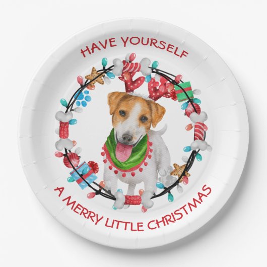 Assiettes En Carton Jack Russell Terrier Joyeux Noël (Devant)