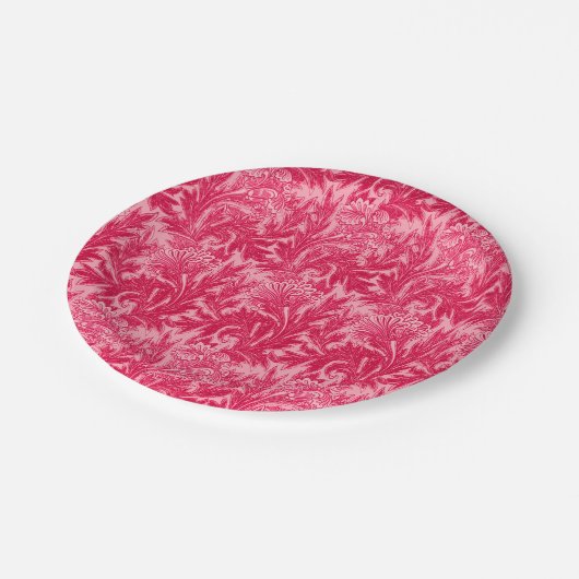 Assiettes En Carton Jacobean Flower Damask, Fuchsia et rose clair (Angle)