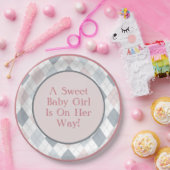 Assiettes En Carton Jacquard blanc rose gris (Fête)