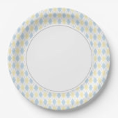 Assiettes En Carton Jacquard bleu et jaune (Devant)