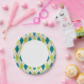 Assiettes En Carton Jacquard Bleu Et Vert (Fête)