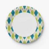 Assiettes En Carton Jacquard Bleu Et Vert (Devant)