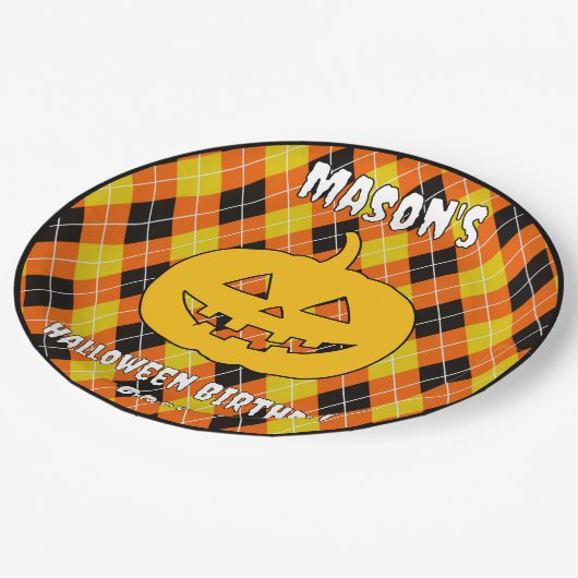 Assiettes En Carton Jacquard Halloween Jack-o'-lantern (Angle)