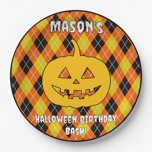 Assiettes En Carton Jacquard Halloween Jack-o'-lantern (Devant)