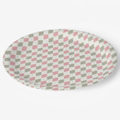 Assiettes En Carton Jacquard rose et taupe Motif-Élégant polyvalent (Angle)