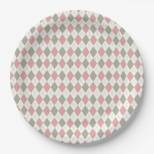 Assiettes En Carton Jacquard rose et taupe Motif-Élégant polyvalent