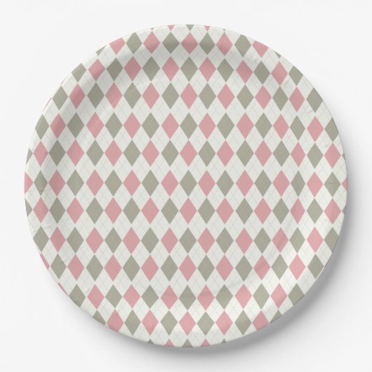 Assiettes En Carton Jacquard rose et taupe Motif-Élégant polyvalent (Devant)