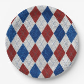 Assiettes En Carton Jacquard rouge, blanc et bleu 4 juillet Parties sc (Devant)