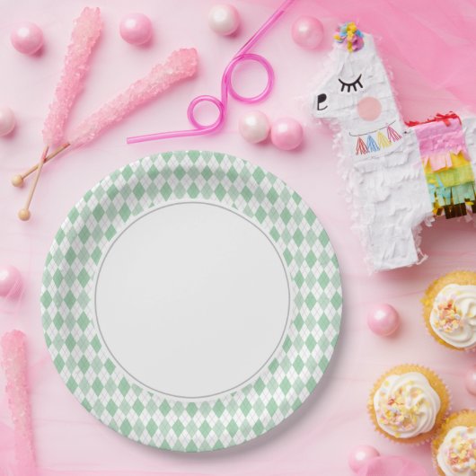 Assiettes En Carton Jacquard vert (Fête)