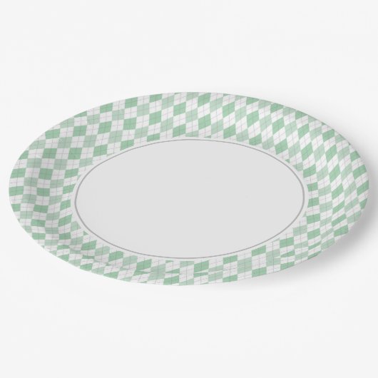 Assiettes En Carton Jacquard vert (Angle)