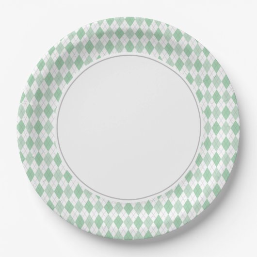 Assiettes En Carton Jacquard vert (Devant)
