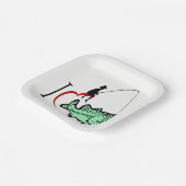 Assiettes En Carton J'adore aller pêcher avec un coeur rouge (Angulaire)