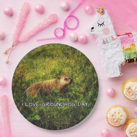 Assiettes En Carton J'adore Groundhog Day plaques (Fête)