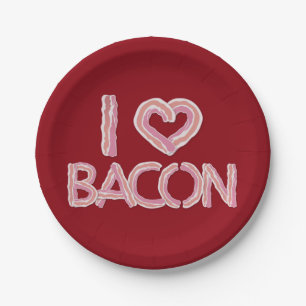 Assiettes En Carton J'adore le Bacon
