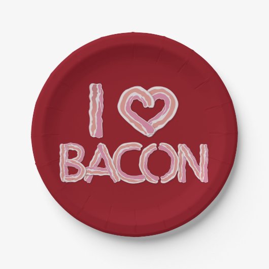 Assiettes En Carton J'adore le Bacon (Devant)