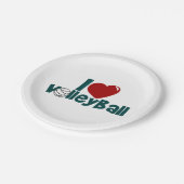 Assiettes En Carton J'adore le volley-ball (Angle)