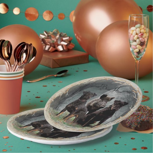 Assiettes En Carton Jagdterrier, coeur courageux (Multi)